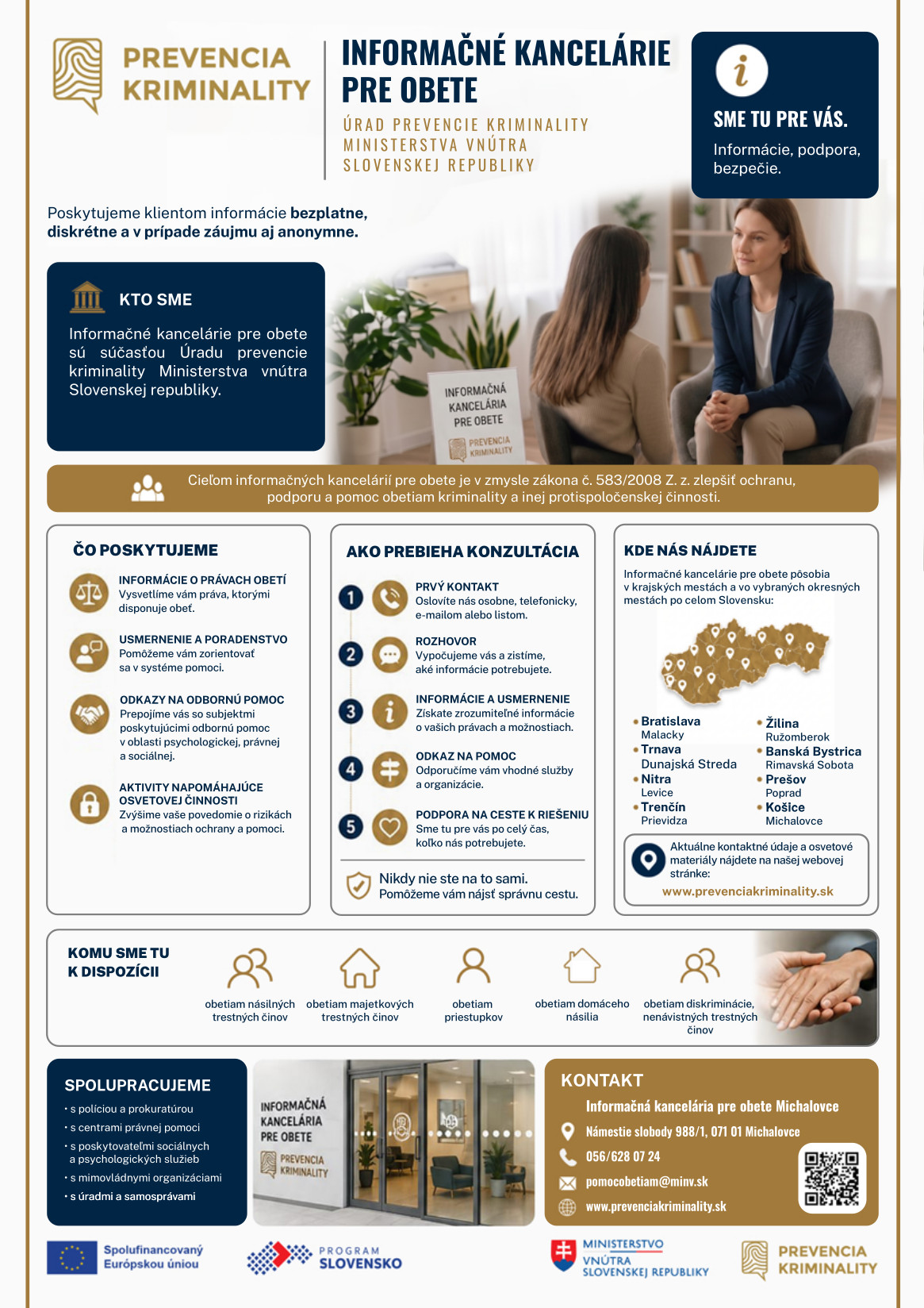 Infografika — Informačná kancelária pre obete: Michalovce Informačná kancelária pre obete